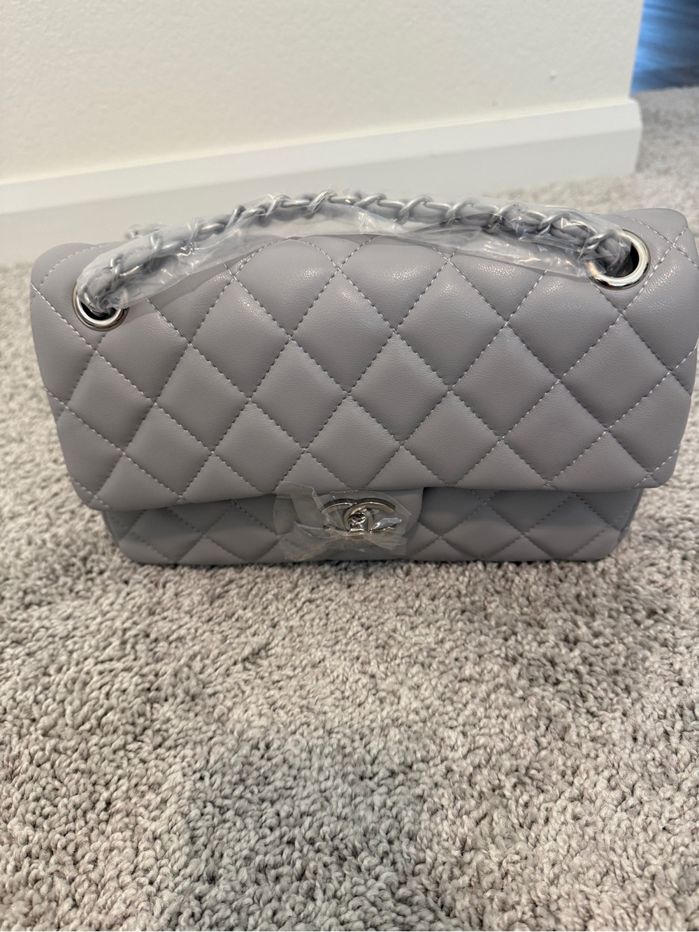 INSPIRED…. Quilted Leather Shoulder Bag - Gray - Picture 2 of 7